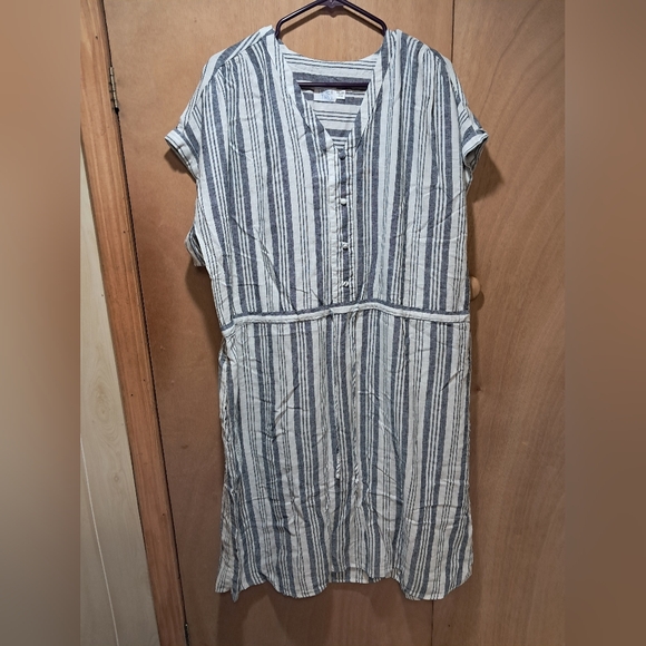 Time and Tru Blue and White Striped Midi Dress - Picture 1 of 5